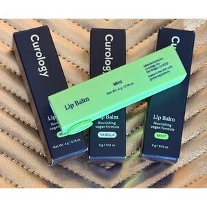 CUROLOGY - NWT - Lip Balm Bundle of 3 (2 Mint and1 Vanilla). One-Handed Tubes
